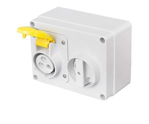 GEWISS Interlocked 16 amp Switched Socket 110V 3 Pin Yellow IP44 2P+E - GW66001