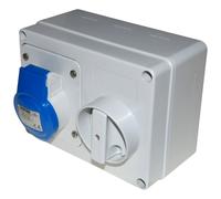 Gewiss GW66004 Horizontal Interlocked Socket Outlet, IP44, 6 Reference, 2P+E Pole, 200V-250V, 16 A, 50 Hz/60 Hz, Blue