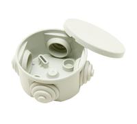 Gewiss GW44001 Junction Box With Plain Press-On Lid - IP44 - Internal Dimensions Ø 65X35 - Walls With Cable Glands - Grey Ral 7035