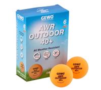 GEWO AWR Outdoor Table Tennis Balls - Water-Repellent Plastic Balls for Outdoor Use, Weather-Resistant Training Balls, 40 mm Diameter, Pack of 6, Orange