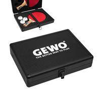 GEWO Double Aluminium Table Tennis Racket Case - Robust Table Tennis Case for 2 Bats & 3 Balls - Shockproof Table Tennis Bag with Secure Closure - Ideal for Tournaments & Training