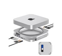 GEWOKLIY Mac Dock and Stand, USB-C Hub with SSD Enclosure for NVMe/SATA M.2, 4K HDMI Adapter, 10Gbps USB A/C Ports, TF/SD Card Reader, Mac Mini/Studio Hub