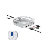 GEWOKLIY Mac Mini M4 Dock, Aluminum Stand and Hub for Mac mini M4 and M4 Pro with M.2 NVMe SSD Enclosure, 2x USB-A 10Gbps, SD/TF Card Reader, USB 2.0 Data (MC60)