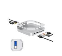 GEWOKLIY Mac Mini M4 Dock, Aluminum Stand and Hub with M.2 NVMe SSD Enclosure, 4K 60Hz HDMI, 2x USB-A 10Gbps, SD/TF Card Reader, USB 2.0 Data (Silver) │Accessories