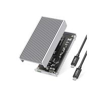 GEWOKLIY Silent 40Gbps M.2 NVMe Enclosure, USB C Aluminum External SSD Enclosure Compatible with Thunderbolt4/3 8TB SSD Adapter, PCIe Gen4 M.2 SSD Reader (MC40-Silver)