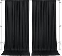 GEWONELIFE 10x10FT Black Backdrop Curtain Polyester Fabric Foldable Wrinkle-Free Reusable Drape for Photography Background, Birthday Party, Home Party, and Wedding Decoration