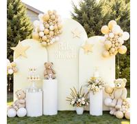 GEWONELIFE Beige Arch Backdrop Cover Set of 3- 6FT 6.6FT 7.2FT Stretch Fabric Covers for Wedding Party Photography Baby Shower Birthday - Wrinkle-Free Background for Round Top Chiara Stands Decor