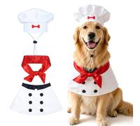 GewoneLife Halloween Big Dog Chef Costume, Funny Dog Chef Costume with Hat & Scarf, Adjustable Pet Cooking Costume for Large Dogs, Halloween Party, Cosplay, Costume Party & Photo Props