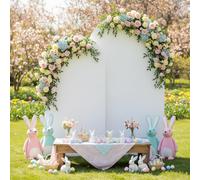 GEWONELIFE White Arch Backdrop Cover Set of 2 - 6FT & 7.2FT Spandex Fabric Arch Covers for Wedding Birthday Party Event Decoration - Wrinkle-Free Stretch Fitted Arch Background for Round Top Stand