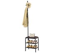 Gewudraw Coat Rack Stand Shoe Bench - 3 in 1 Coat Hall Tree with Shoe Storage With Benches Small Metal Shoes Shelf for Entryway Living Room Bedroom Hallway Mudroom