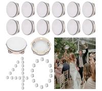 GEWURIZXY 6-Inch Wedding Tambourine for Seat Noise, Hand Tambourine, Dance Floor Accessories, Single Row Metal Jingle Percussion, Church Party Gift (40)
