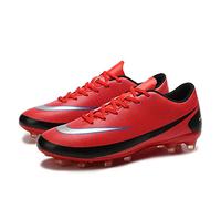 GEXECEUSS Big Boys Low Top Football Boots Breathable Lightweight Mens Cleats Lawn Football Boots Indoor Outdoor Competition Training, 2080 CD Red, 8 UK