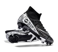 GEXECEUSS Boys Large Football Boots High Toe Lawn Football Boots High Grip Cleats Football Boots Mens Outdoor Competition Training, 101 1cd Black, 9 UK