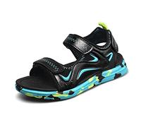 GEXECEUSS Kids Sports Sandals Outdoor Athletic Casual Walking Sandals Boys Girls Beach Sandals Summer Water Shoes for Little Kids/Big Kids, Rh002blackblue, 2.5 US Big Kid