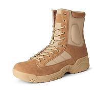 GEXECEUSS Men's Military Boots Tactical Boots Lightweight Combat Outdoor Rubber Outsole Boots Desert Boots Side Zip Leather Cargo Boots, 6672brown, 9 UK