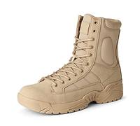 GEXECEUSS Men's Military Boots Tactical Boots Lightweight Combat Outdoor Rubber Outsole Boots Desert Boots Side Zip Leather Cargo Boots, 6672sand, 9 UK