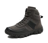 GEXECEUSS Military Boots Men Side Zipper Lightweight Outdoor Rubber Outsole Hiking Motorcycle Combat Boots Desert Boots, A02grey, 11 UK