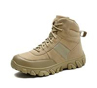 GEXECEUSS Military Boots Men Side Zipper Lightweight Outdoor Rubber Outsole Hiking Motorcycle Combat Boots Desert Boots, a02beige, 8 UK