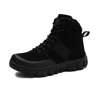 GEXECEUSS Military Boots Men Side Zipper Lightweight Outdoor Rubber Outsole Hiking Motorcycle Combat Boots Desert Boots, A02black, 9.5 UK