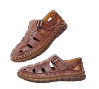 GEXECEUSS Sandals Men Closed Toe Leather Sports Sandals Fisherman Sandals Outdoor Leisure Hiking Summer Water Shoes Beach Wading Shoes, 566 Brown, 10.5 UK