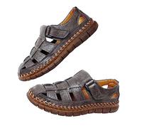 GEXECEUSS Sandals Men Closed Toe Leather Sports Sandals Fisherman Sandals Outdoor Leisure Hiking Summer Water Shoes Beach Wading Shoes, 566 grey, 8 UK