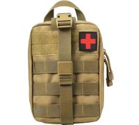 Gexgune 1000D Molle First Aid kit Pouch Rip Away | Tactical Tear Away Medical Pouch | Empty First Aid Bag for Vest, Pack, Belt | Camping Hiking (Khaki)