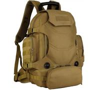 Gexgune 40L Waterproof Tactical Backpack with MOLLE System & Detachable Waist Pack - 3-Way Carry for Hiking, Camping, Travel (Khaki)