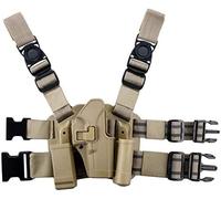 Gexgune Drop Leg Holster,CQC Serpa Right Hand Drop Leg Thigh Pistol Holster Magazine & Flashlight Pouch for G17/19/22/23/31/32