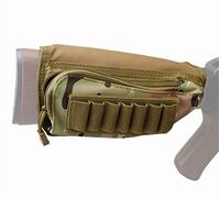 Gexgune Military Outdoor Tactical Rifle Buttstock Cheek Rest Ammo Pouch Portable Stock Shell Cartridge Holder Hunting Mag Pouch (Green)
