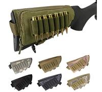 Gexgune Tactical Buttstock Cheek Rest Ammo Pouch Shotgun Rifle Stock Ammo Portable Pouch Shell Cartridge Holder Combat Hunting Gear (Green)