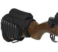 Gexgune Tactical Gun Rifle Buttstock, Hunting Shooting Tactical Cheek Rest Pad Ammo Pouch with 7 Shells Holder Buttstock Cheek Rest Riser Cartridges Carrier Case Holder (Black)