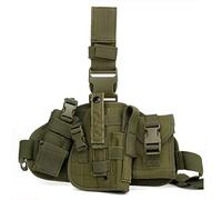 Gexgune Universal Adjustable Military Army Tactical Drop Leg Thigh Pistol Gun Holster Platform Panel With MOLLE Pouches Hunting Bag （Green）