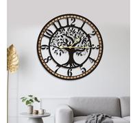 GEXHSRGD Tree of Life Wall Clock, Large Metal & Wood Decorative Wall Clock, Silent Non, Ticking Battery Operated Design, Home Decor for Kitchen, Living Room, Bedroom, Study Room 24 In