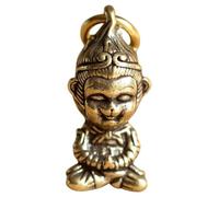 Gexifei 3.6cm Retro Brass Mini Lucky Zodiac Monkey Statue Creative Sun Wukong Key Chain Pendant Handicraft