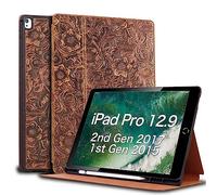 Gexmil 2017/2015 iPad Pro 12.9 Inch Case (Old Model) 1st & 2nd Gen Case with Stand Genuine Leather case + Sleep/Wake Real Leather Cover for Men & Women