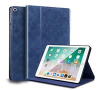Gexmil for iPad 10.2 Inch Case 2021/2020/2019(9th/8th/7th Generation),Auto Wake/Sleep,Genuine Leather Case with Stand,Oil Wax Blue