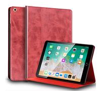 Gexmil for iPad 10.2 Inch Case 2021/2020/2019(9th/8th/7th Generation),Auto Wake/Sleep,Genuine Leather Case with Stand,Oil Wax Red