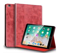 Gexmil for iPad 9.7 Inch Case 2018/2017(6th/5th Generation)-iPad Air 2/1 Generation,Auto Wake/Sleep,Genuine Leather Case with Stand,Oil Wax Red