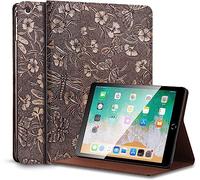 Gexmil for iPad 9th/8th/7th Generation(2021/2020/2019) Case,10.2 Inch Genuine Leather Cover,Cowhide Folio Cover Auto Sleep/Wake,Anti Fingerprint Case,Butterfly Pattern