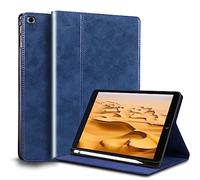 Gexmil for iPad Mini 7.9 Inch Case 2012/2013（5th/4th Generation） with Pencil Holder,Auto Wake/Sleep,Genuine Leather Case with Stand,Oil Wax Blue