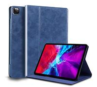 Gexmil for iPad Pro 11 Inch Case 2022/2021/2020/2018(4th/3rd/2nd/1st Generation),Auto Wake/Sleep,Genuine Leather Case with Stand,Oil Wax Blue