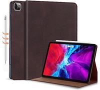 Gexmil for iPad Pro 6th/5th/4th/3rd Generation(2022/2021/2020/2018) Case,12.9 Inch Genuine Leather Cover,Cowhide Folio Cover Auto Sleep/Wake,Anti Fingerprint Case,Sand Dark Brown
