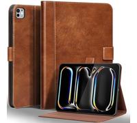 Gexmil Genuine Leather Case for iPad Pro 13 Inch M4 2024 with Magnetic Closure,Adjustable Stand,Protective Shockproof Premium Leather Smart Folio Cover Auto Sleep/Wake,Vegetable Tanned Brown