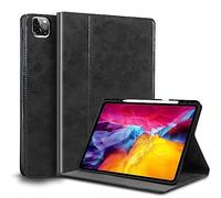 Gexmil Hülle für iPad Pro 11 Zoll 4./3./2./1. Generation 2022/2021/2020/2018 Echt Leder Hülle mit Stylus Halter Anti-Fingerabdruck,Automatischer Schlaf/Aufwachen,Einstellbarer Ständer,Öl Wax Schwarz
