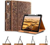 Gexmil Leather Case for iPad (A16) 11th Generation 11 Inch 2025, iPad 10th Generation 10.9 Inch 2022,Protective Cover with Pencil Holder,Magnetic Closure, Auto Sleep/Wake,Floral Brown