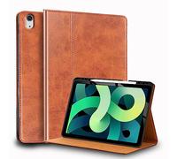 Gexmil Leather Case for iPad Air 11 Inch M3 2025/M2 2024,iPad Air 10.9 Inch Case 5th/4th Generation 2022/2020, Top Grain Leather Cover with Pencil Holder,Auto Sleep/Wake,Brown