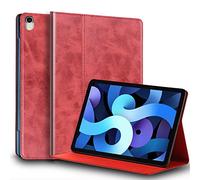 Gexmil Leather Case for iPad Air 11 Inch M3 2025/M2 2024,iPad Air 10.9 Inch Case 5th/4th Generation 2022/2020, Top Grain Leather Cover Auto Sleep/Wake, Adjustable Stand,Red