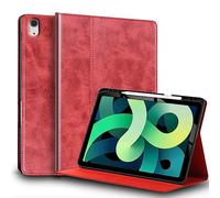 Gexmil Leather Case for iPad Air 11 Inch M3 2025/M2 2024,iPad Air 10.9 Inch Case 5th/4th Generation 2022/2020, Top Grain Leather Cover with Pencil Holder,Auto Sleep/Wake,Red