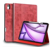 Gexmil Leather Case for iPad Air 13 Inch M4/M3/M2 (2026/2025/2024),Premium Leather Smart Folio, Protective Cover with Pencil Holder, Auto Sleep/Wake,Adjustable Stand, Anti-slip,Red