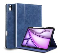 Gexmil Leather Case for iPad Air 13 Inch M4/M3/M2 (2026/2025/2024),Premium Leather Smart Folio, Protective Cover with Pencil Holder, Auto Sleep/Wake,Adjustable Stand, Anti-slip,Blue